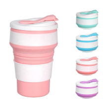 Food grade silicone folding travel mug, environmentally friendly, easy to clean, reusable coffee cup and tea cup